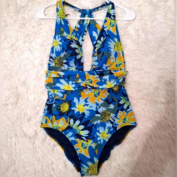 Adore Me Women's Bathing Suit Swimwear One Piece Blue Multi Floral M - Picture 4 of 11
